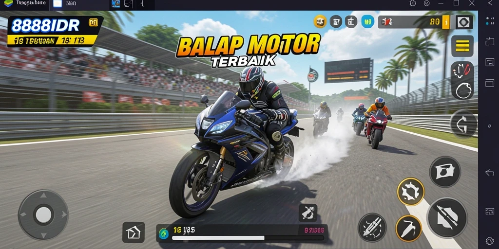 Tampilan seru dari gameplay balap motor di 888IDR.