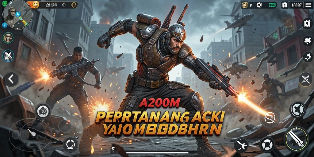 Screenshot utama A200M menampilkan momen aksi intens dalam gameplay.