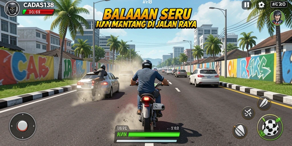 Tampilan gameplay menarik dari CADAS138 yang menampilkan aksi balapan.