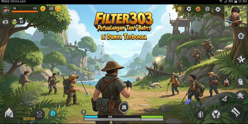 Screenshot FILTER303 menunjukkan pemain sedang menjelajahi dunia terbuka yang luas.