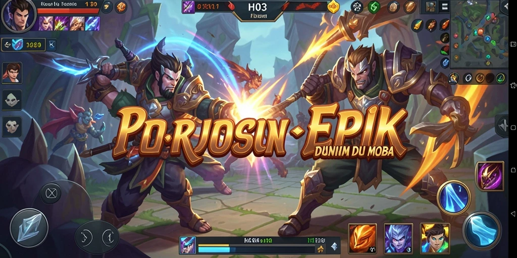 Tampilan dinamis gameplay seru H03 dalam pertarungan MOBA.