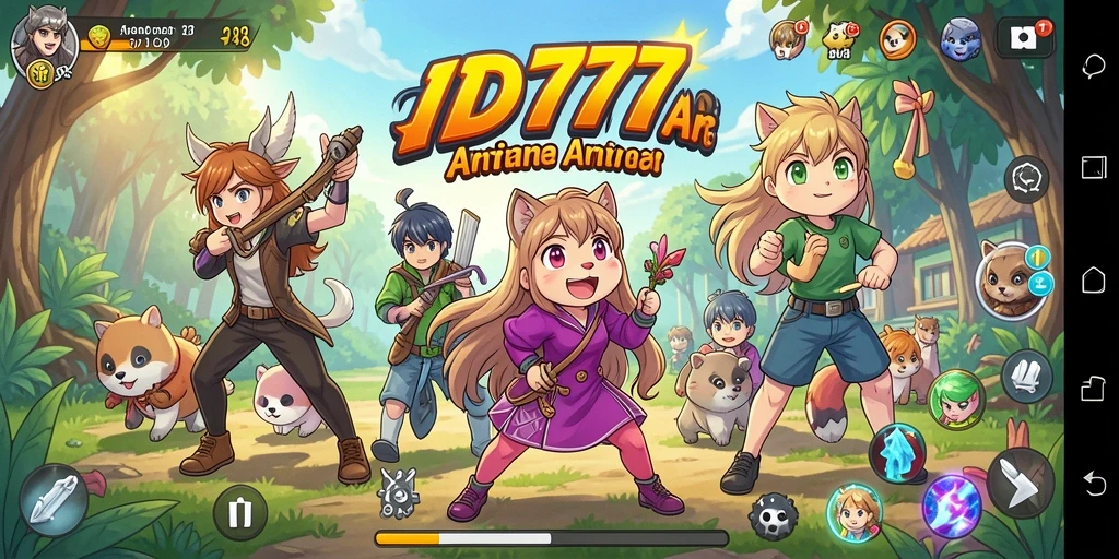 Tangkapan layar gameplay ID777 menampilkan karakter Anime beraksi.