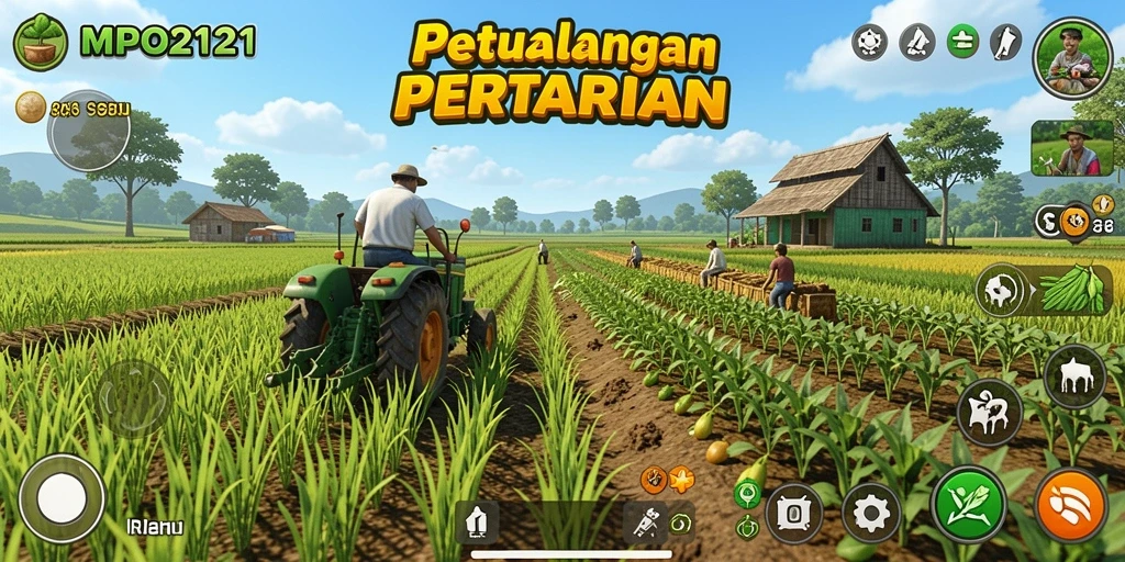 Screenshot MPO2121 menampilkan pengelolaan ladang yang seru dan interaktif.