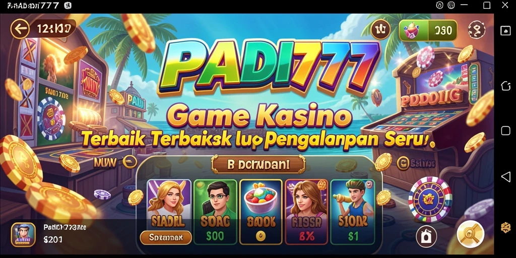 Tampilan gameplay seru di aplikasi PADI777 dengan berbagai permainan kasino.