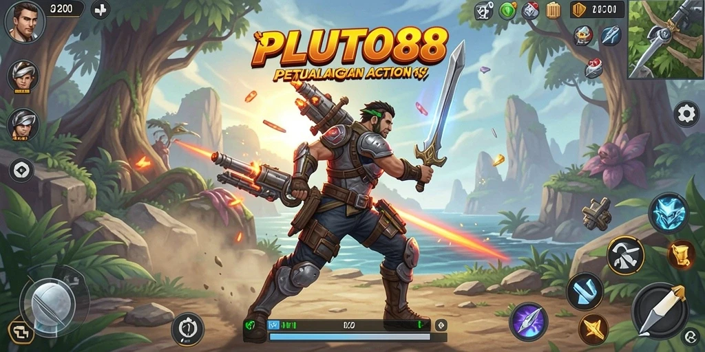 Screenshot menunjukkan aksi seru dalam game PLUTO88.