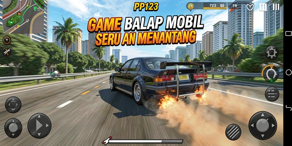 Tampilan gameplay PP123 yang seru dan penuh aksi balap.