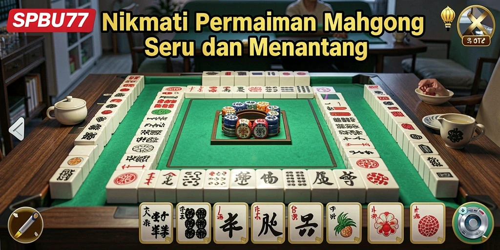 Screenshot utama SPBU77 menampilkan gameplay Mahjong yang menarik dan menantang.
