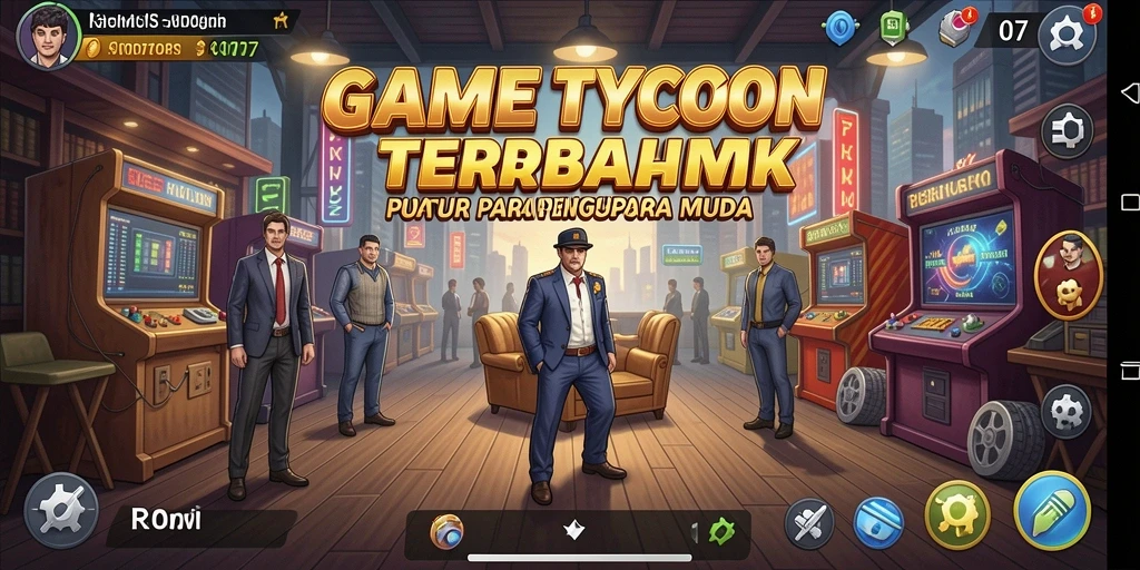 Tampilan gameplay V07 yang menarik dalam genre Tycoon.